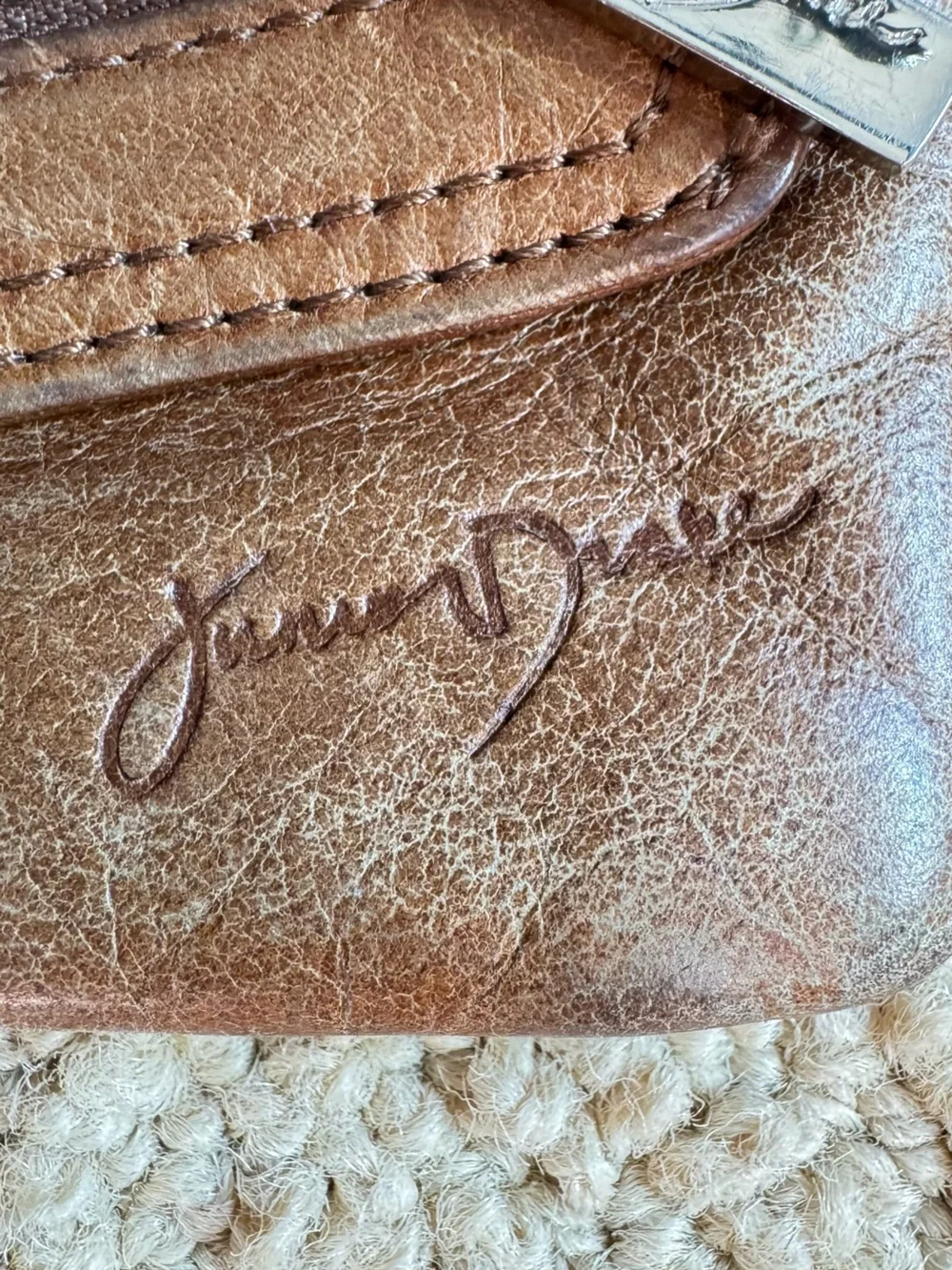 Junior Drake Tan Distressed Leather Shoulder Bag